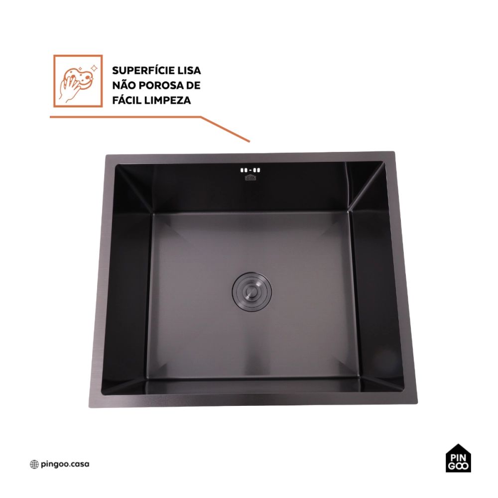 Tanque de Aço Inox 304 Pacajás 64x54 cm Preto