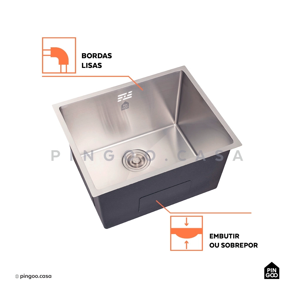 Tanque de Aço Inox 304 Manaxos 54x44 Prata