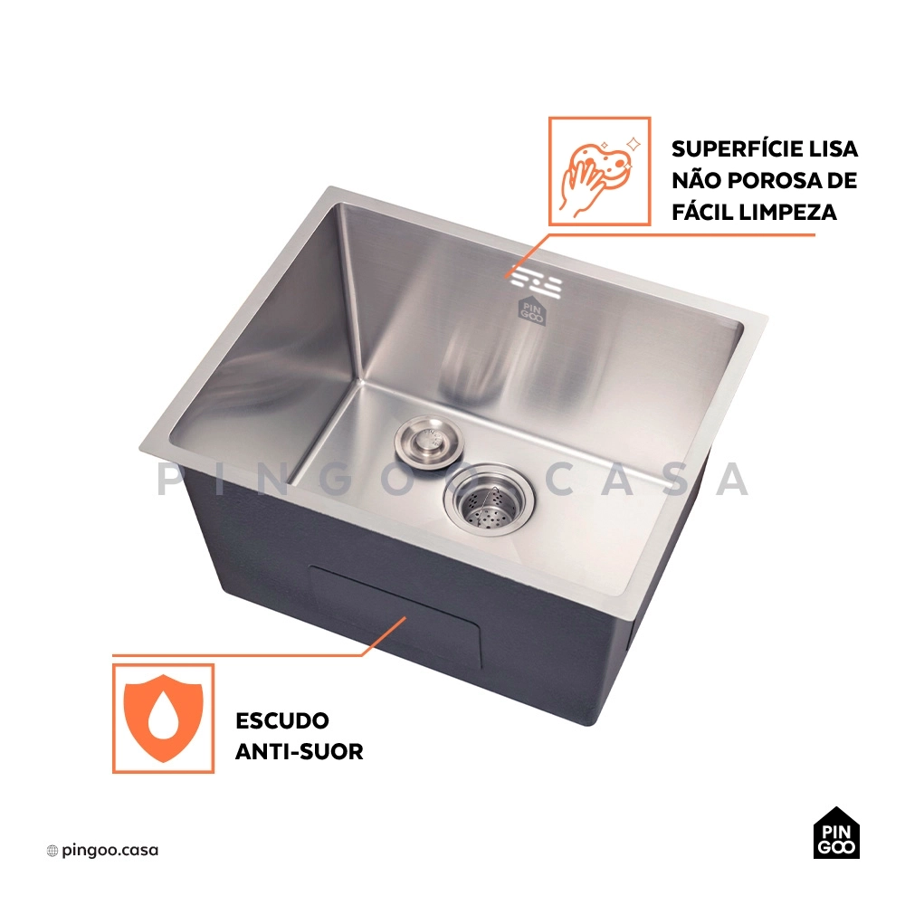 Tanque de Aço Inox 304 Manaxos 54x44 Prata