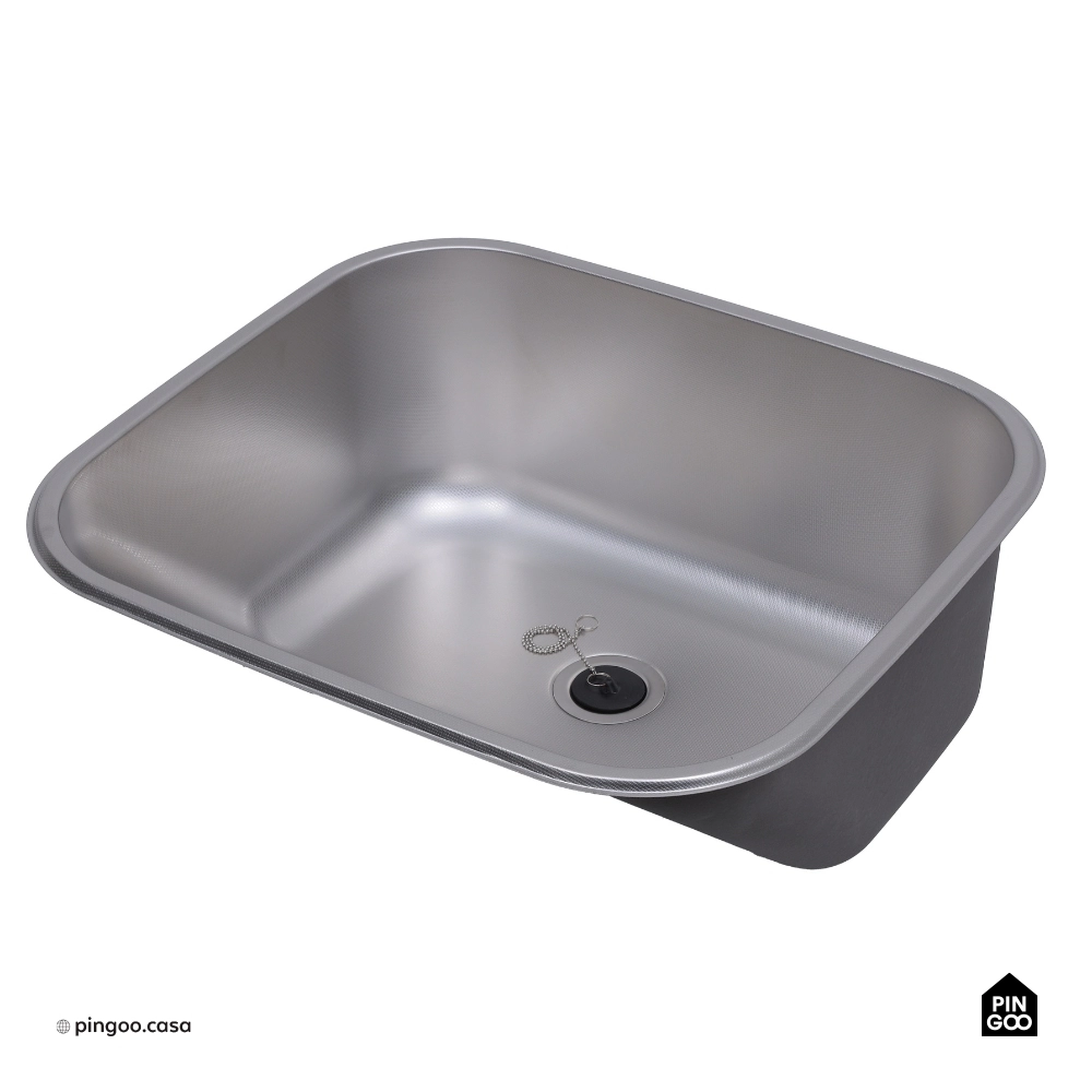 Tanque Inox Monobloco Texturizado 45x45 cm Prata Atikum