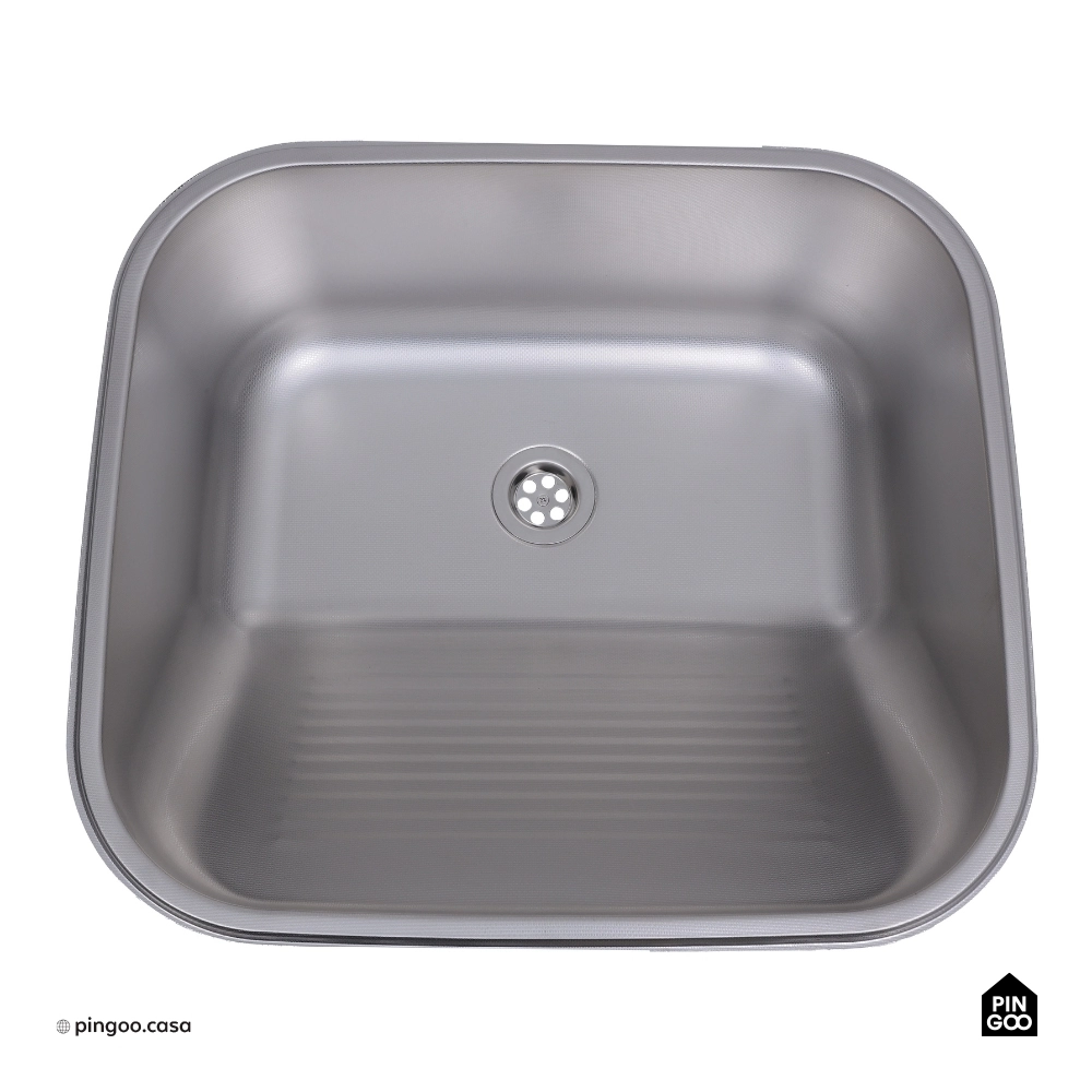 Tanque Inox Monobloco Texturizado 45x45 cm Prata Atikum
