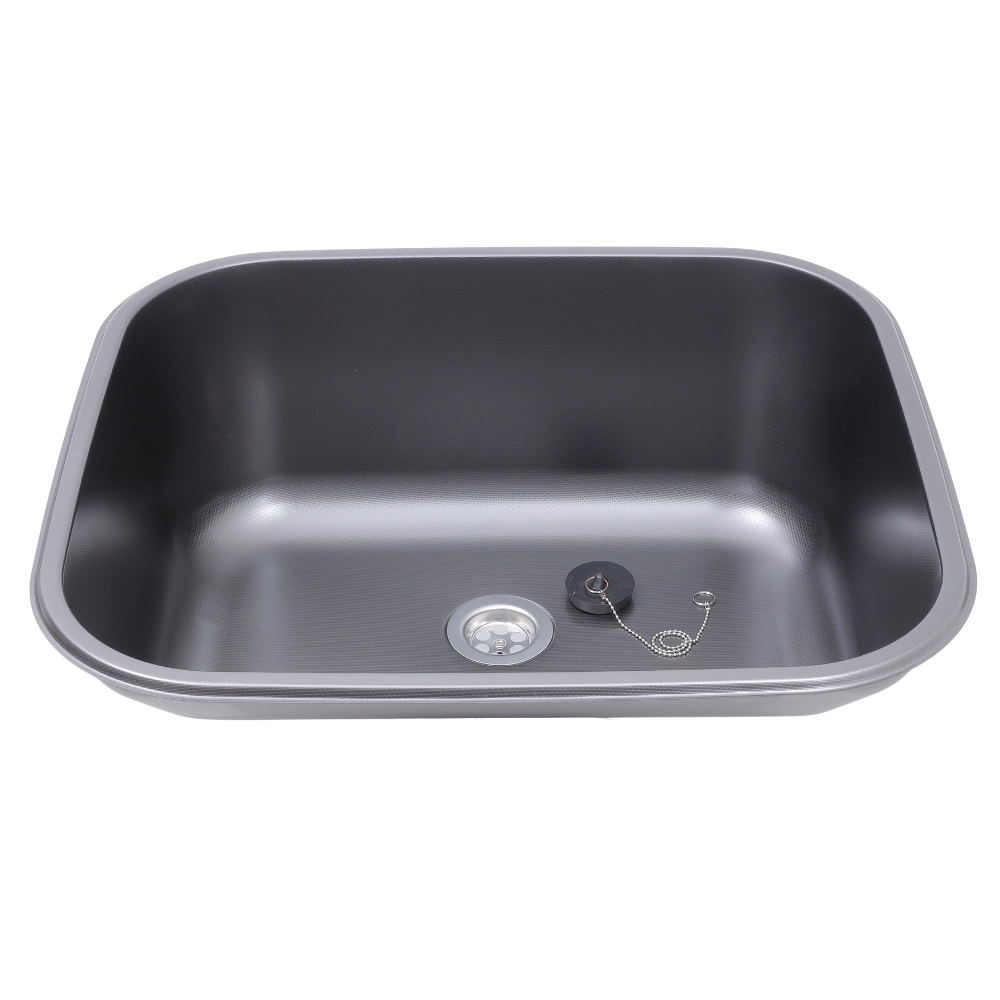Tanque Inox Monobloco Texturizado 45x45 cm Preto Atikum