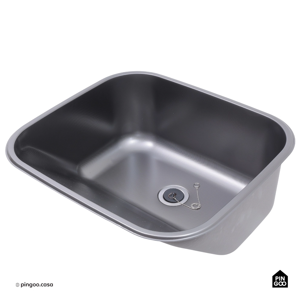 Tanque Inox Monobloco Texturizado 45x45 cm Preto Atikum