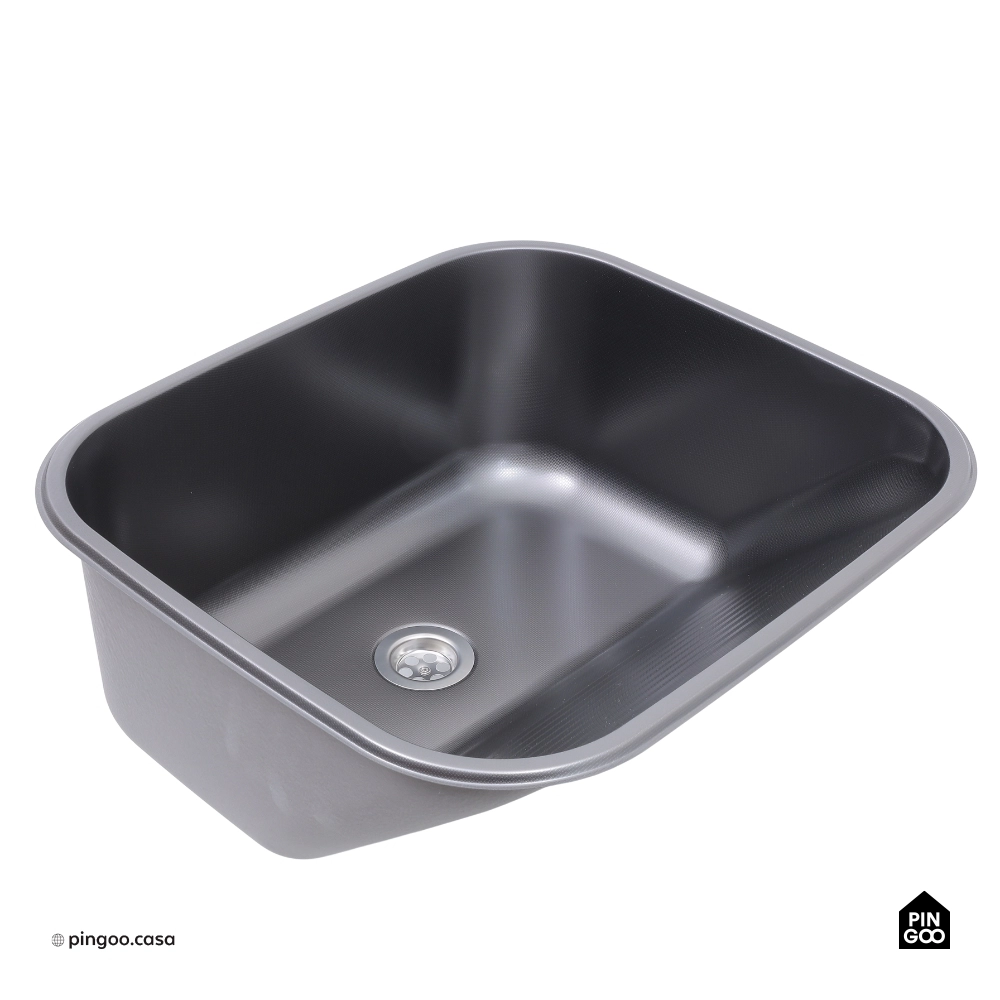 Tanque Inox Monobloco Texturizado 45x45 cm Preto Atikum