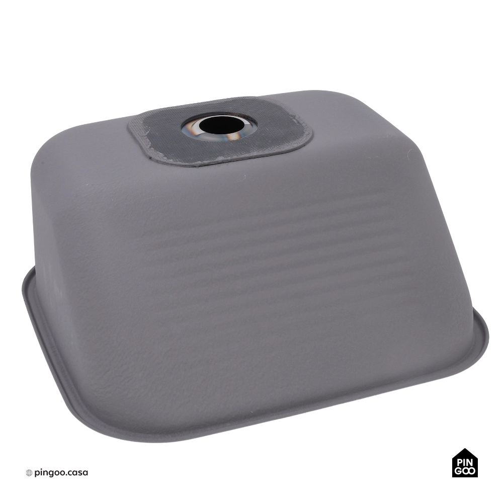 Tanque Inox Monobloco Texturizado 45x45 cm Preto Atikum