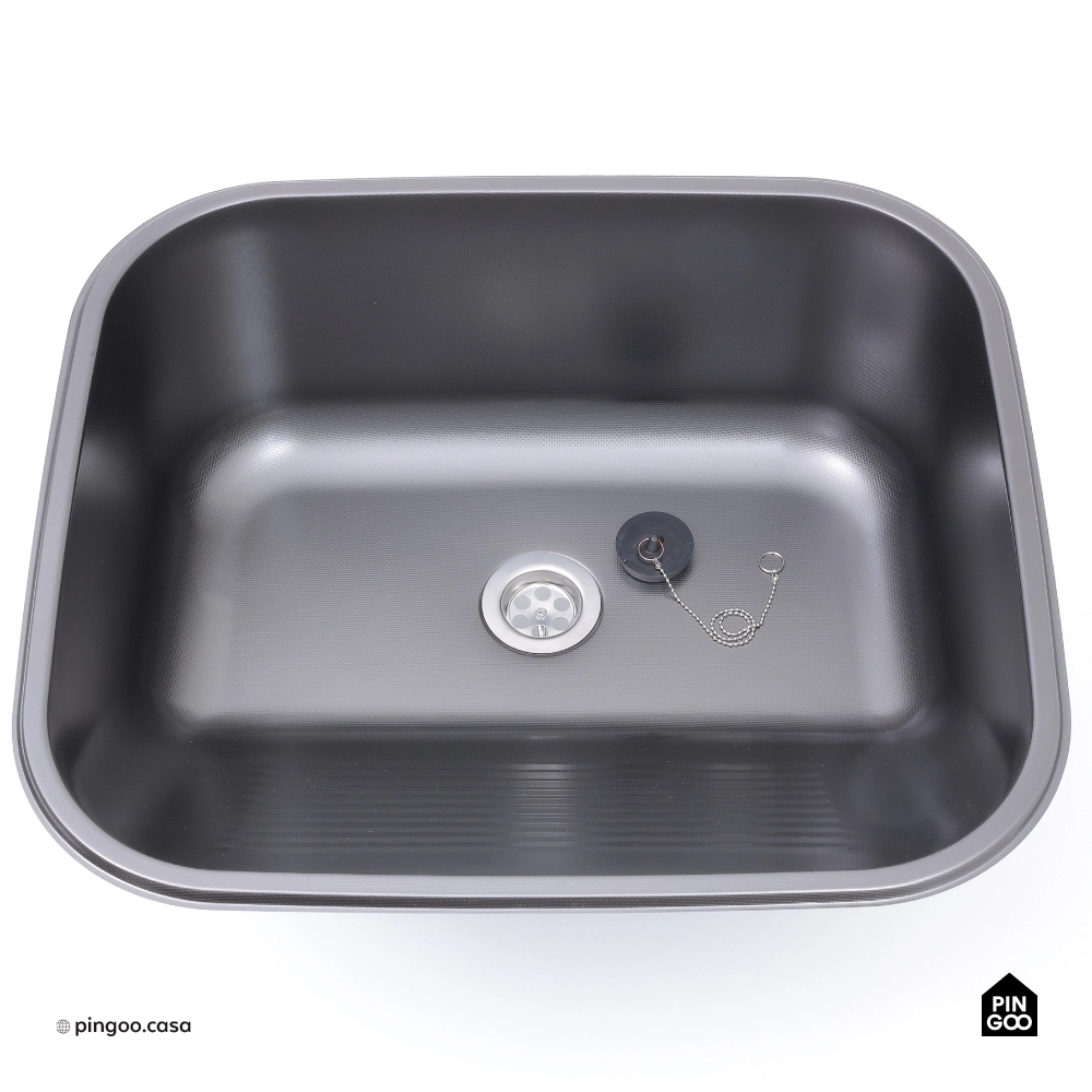 Tanque Inox Monobloco Texturizado 45x45 cm Preto Atikum