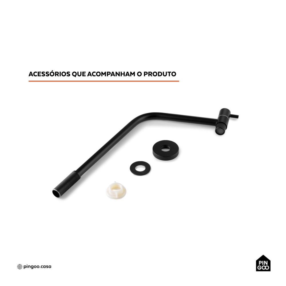 Torneira de banheiro alta Aurá Pingoo.casa - Preto