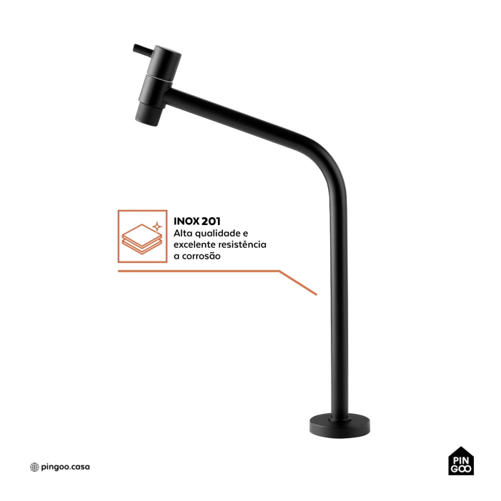 Torneira de banheiro alta Aurá Pingoo.casa - Preto