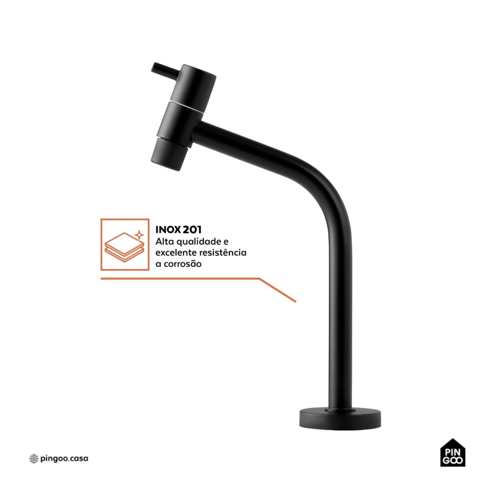 Torneira de banheiro baixa Aurá Pingoo.casa - Preto