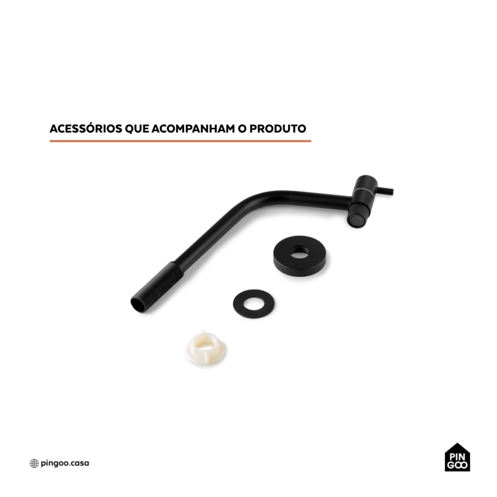 Torneira de banheiro baixa Aurá Pingoo.casa - Preto