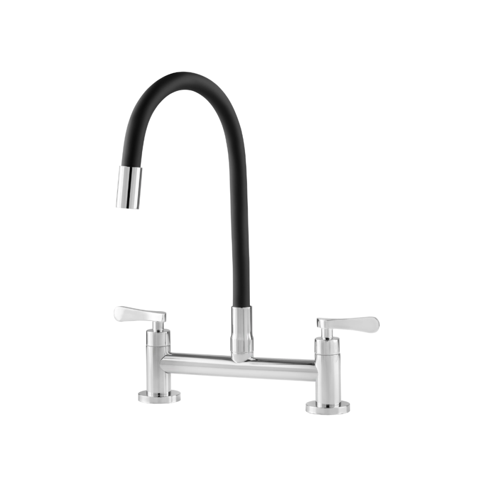 Torneira de cozinha flexivel misturador duplo comando Itaguari Pingoo.casa - Prata