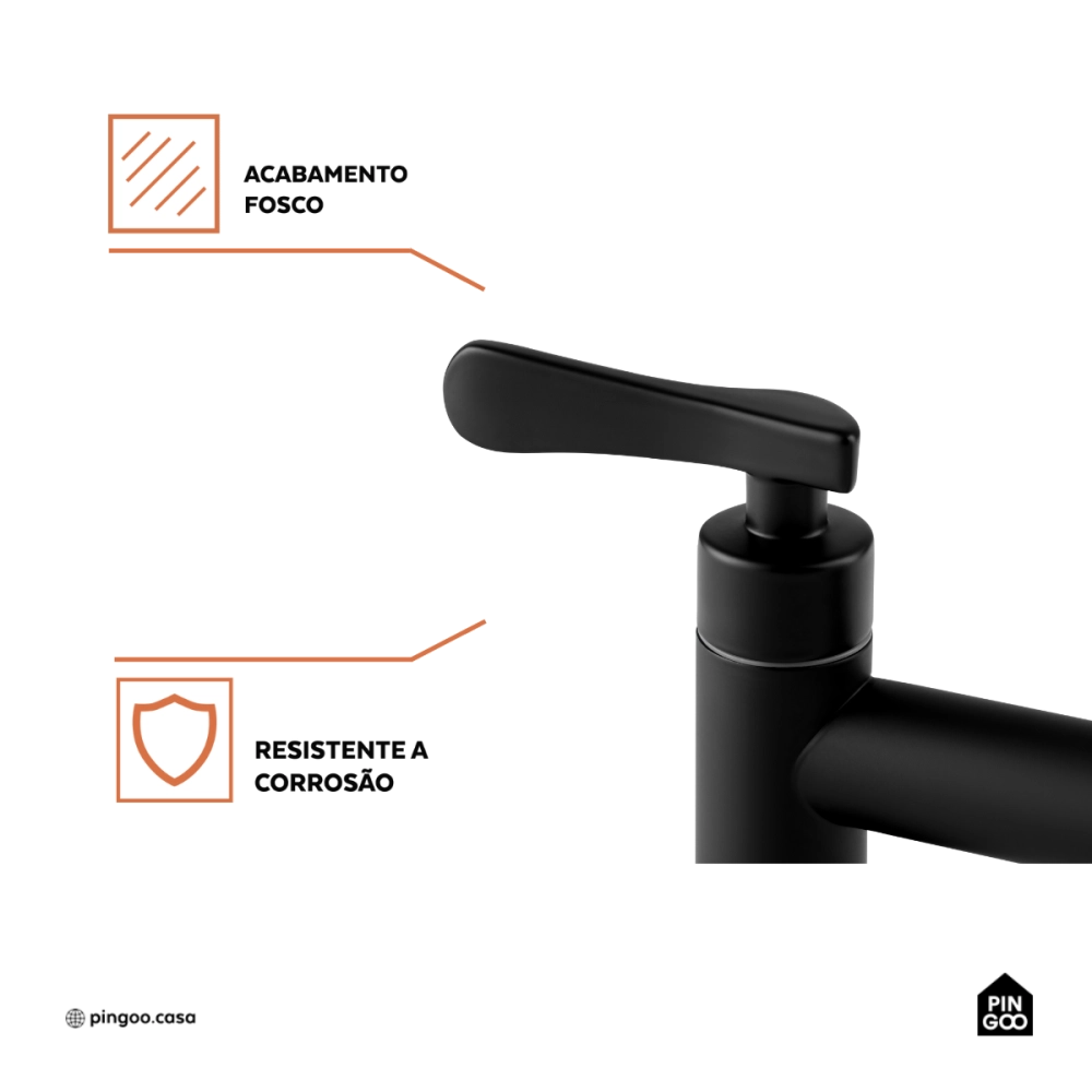 Torneira de cozinha flexivel misturador duplo comando Itaguari Pingoo.casa - Preto