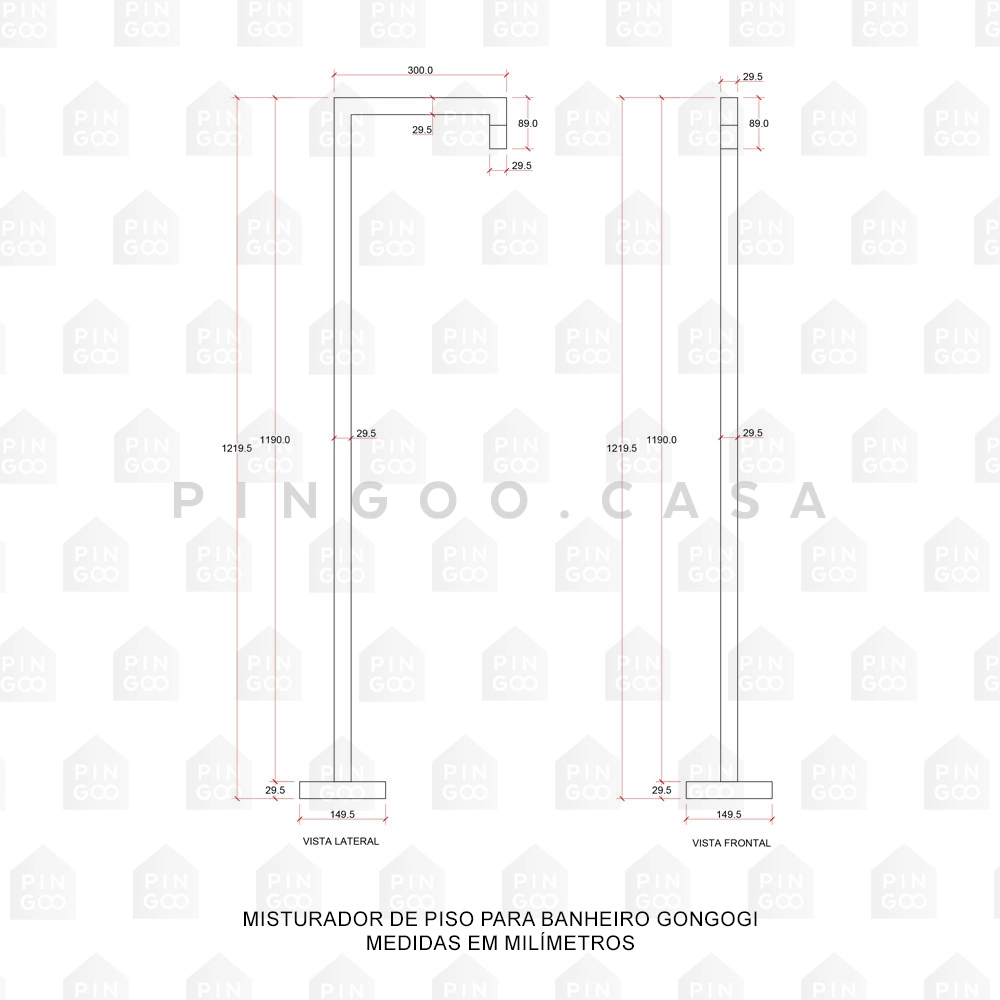 Torneira de Piso para Banheiro Gongogi