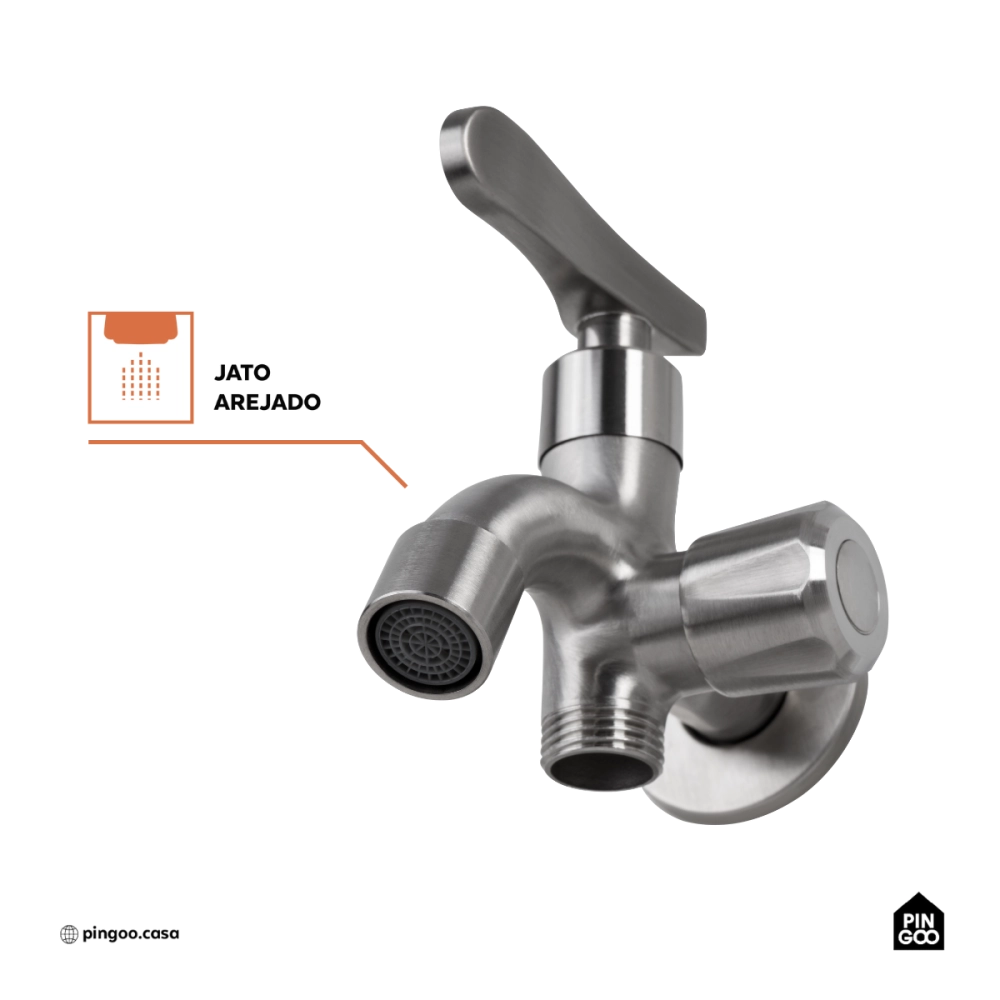 Torneira para área externa de parede Guariba Pingoo.casa - Prata