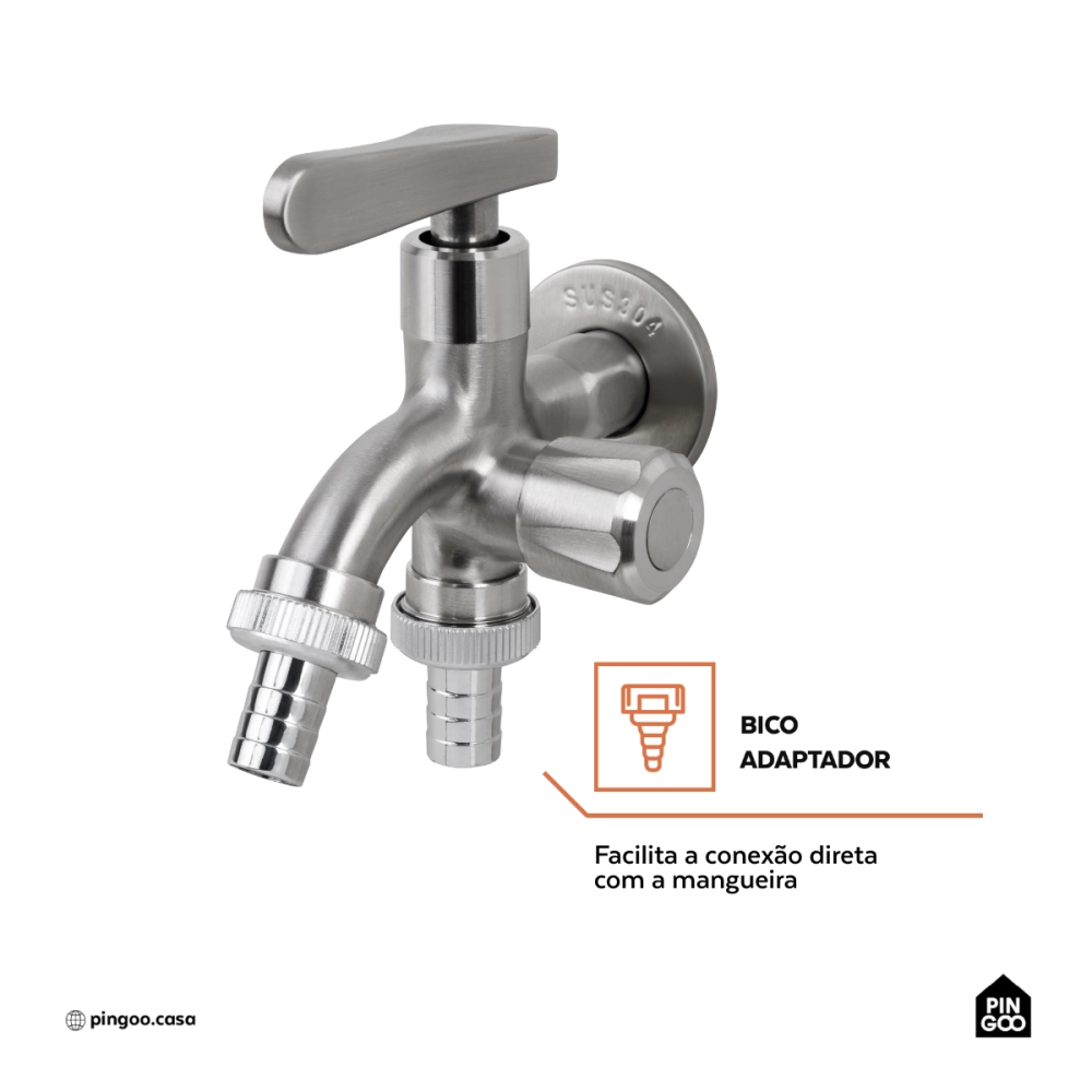 Torneira para área externa de parede Guariba Pingoo.casa - Prata