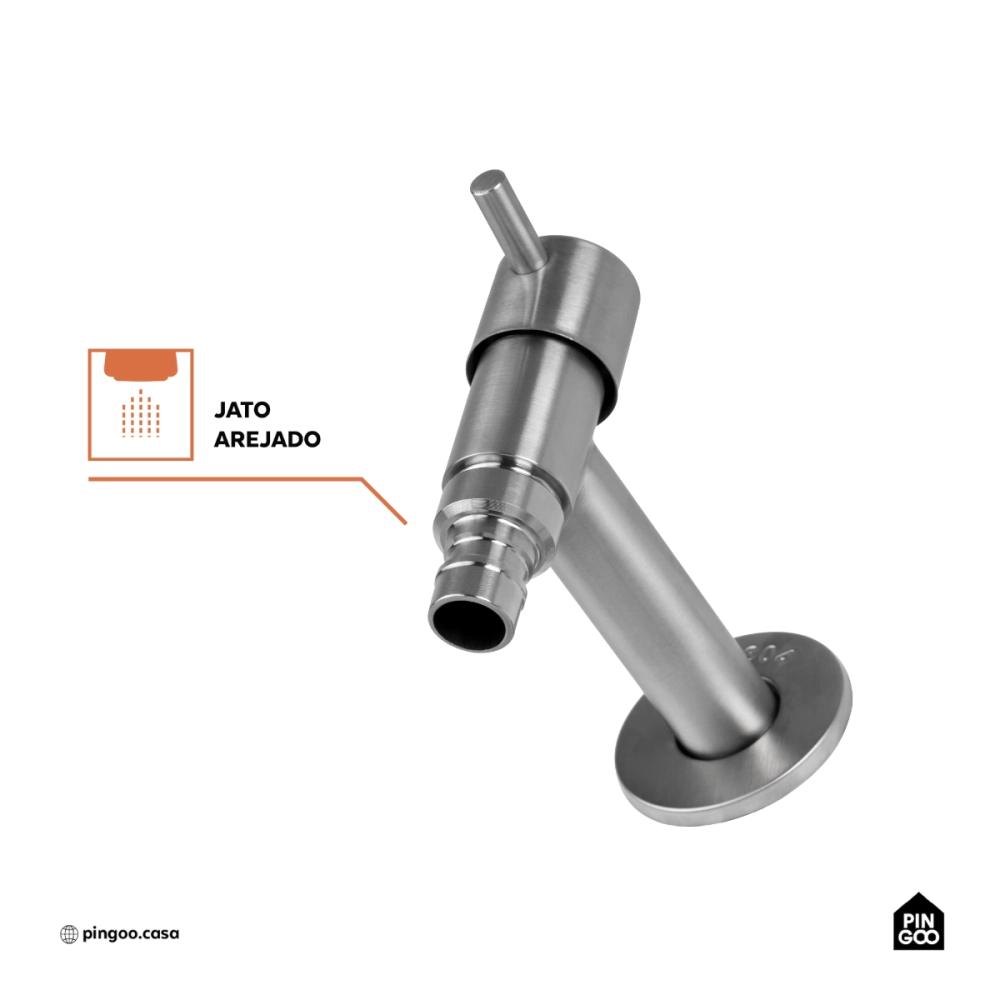 Torneira para área externa de parede Tapauá Pingoo.casa - Prata