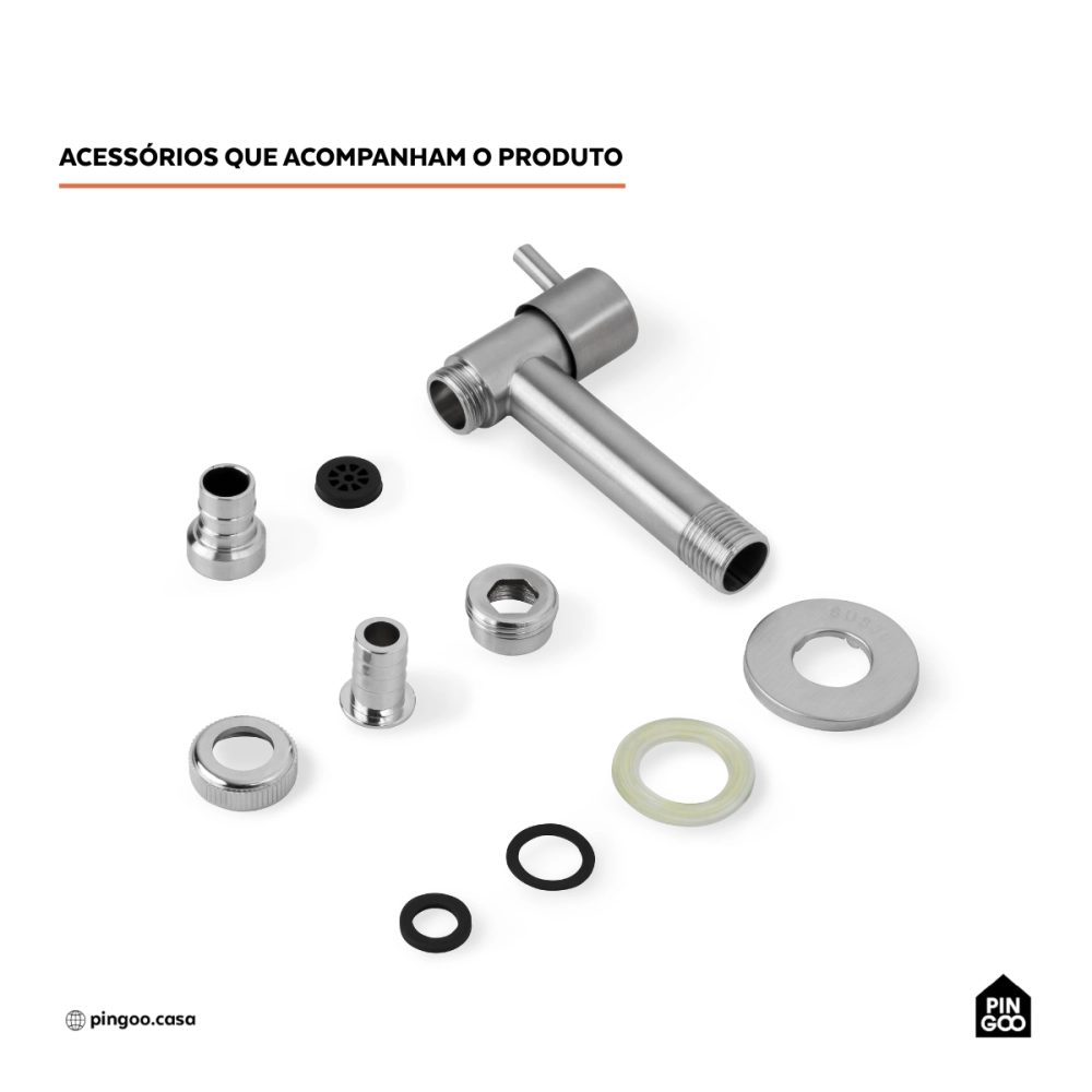 Torneira para área externa de parede Tapauá Pingoo.casa - Prata