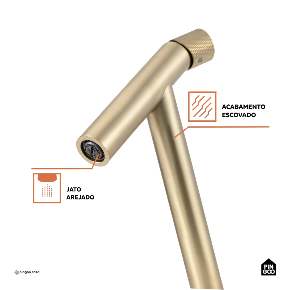 Torneira para Banheiro Bica Baixa Puiú Dourado