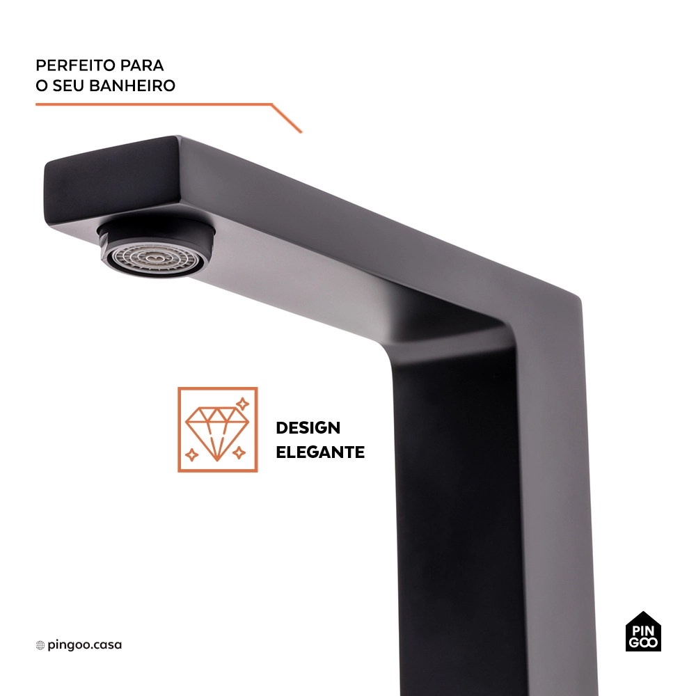 Torneira para Banheiro Misturador Duplo Comando Purangi Baixa - Preto