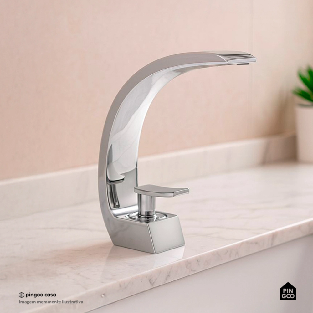 Torneira para Banheiro Misturador Monocomando Baixa Itapecuru Prata