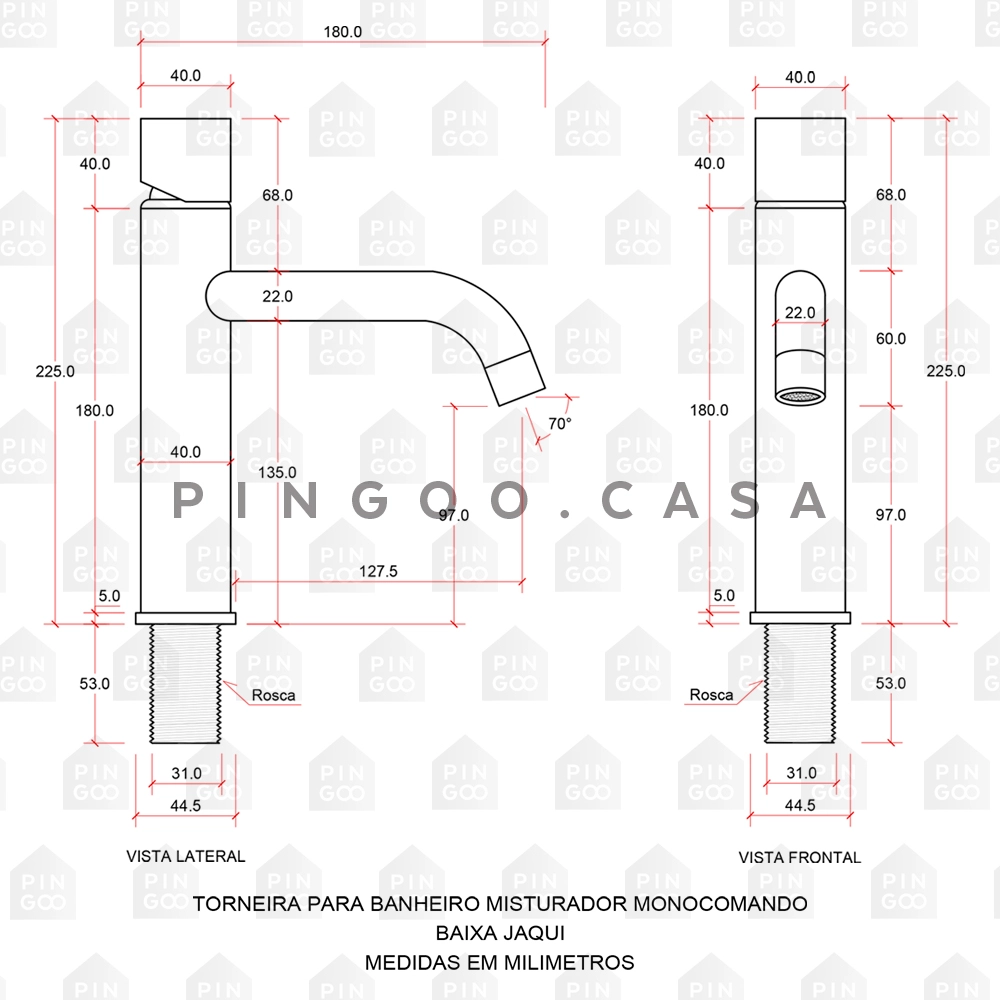 Torneira Para Banheiro Misturador Monocomando Baixa Jagui Cromado Prata