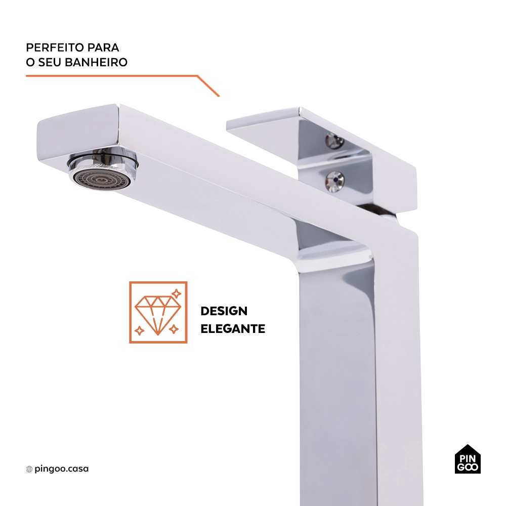 Torneira para Banheiro Misturador Monocomando Purangi Alta - Prata