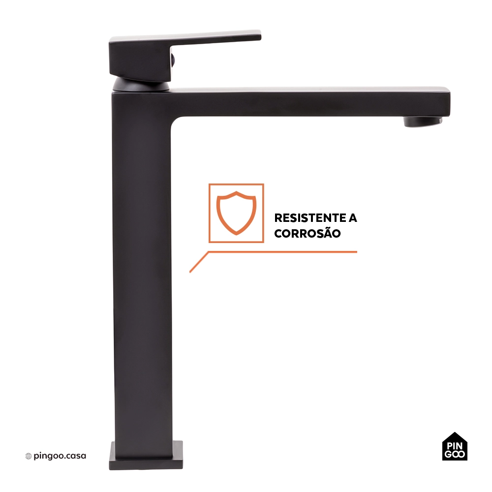Torneira para Banheiro Misturador Monocomando Purangi Alta - Preto