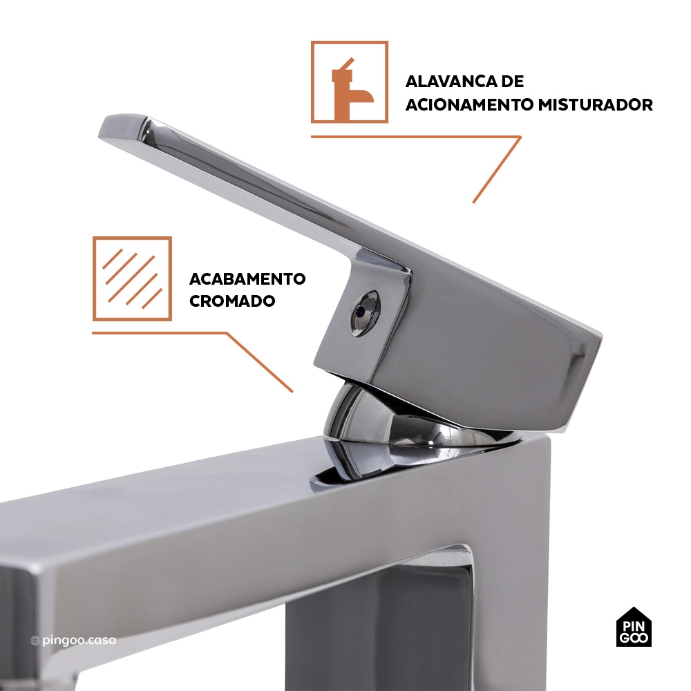 Torneira para Banheiro Misturador Monocomando Purangi Baixa - Prata