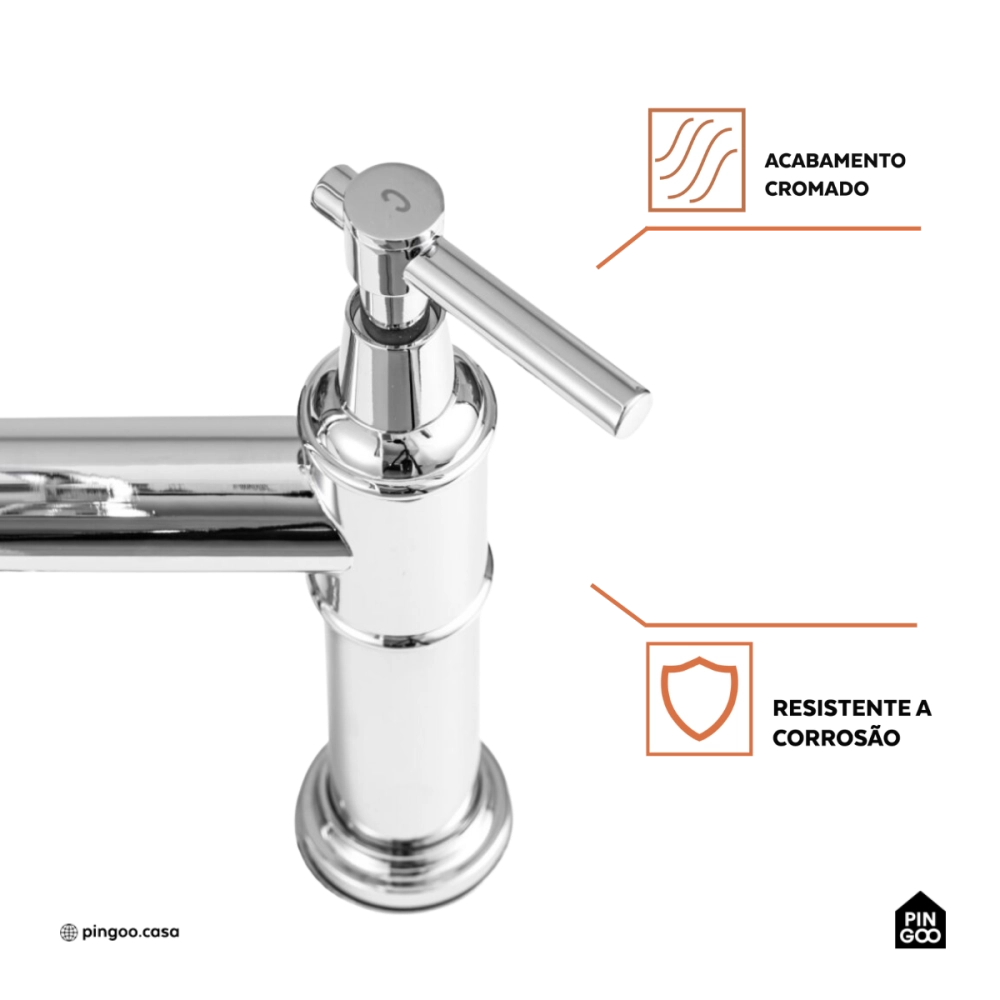 Torneira para Cozinha Gourmet Misturador Extensível Duplo Comando Aço Inox 304 Içá Prata Torneira para Cozinha Gourmet Misturador Extensível Duplo Comando Aço Inox 304 Içá Prata