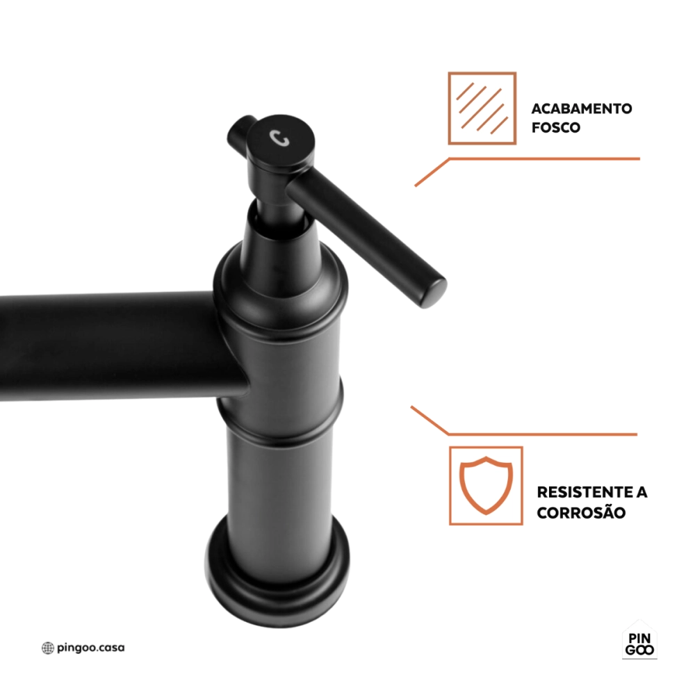 Torneira para Cozinha Gourmet Misturador Extensível Duplo Comando Aço Inox 304 Içá Preto Torneira para Cozinha Gourmet Misturador Extensível Duplo Comando Aço Inox 304 Içá Preto