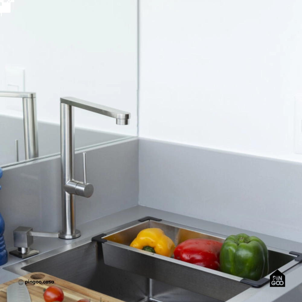 Torneira para Cozinha Gourmet Misturador Monocomando Aço Inox 304 Miranda Prata Escovado