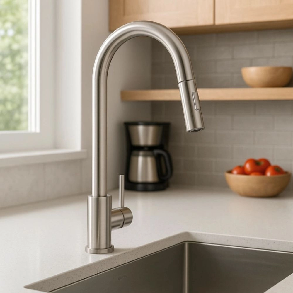 Torneira para Cozinha Gourmet Misturador Monocomando Em Aço Inox 304 Escovado Iriri Prata Escovado