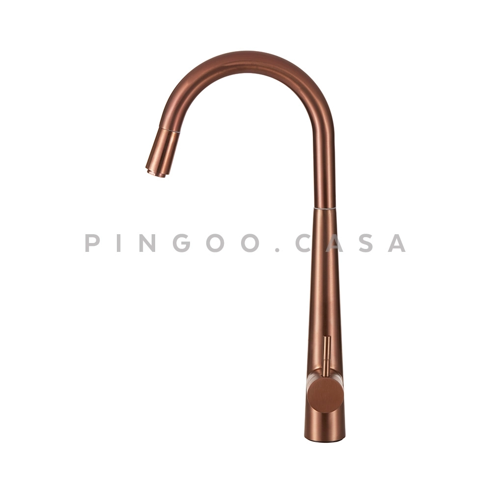 Torneira para Cozinha Gourmet Misturador Monocomando Extensível Em Aço Inox 304 Escovado Apurema Cobre