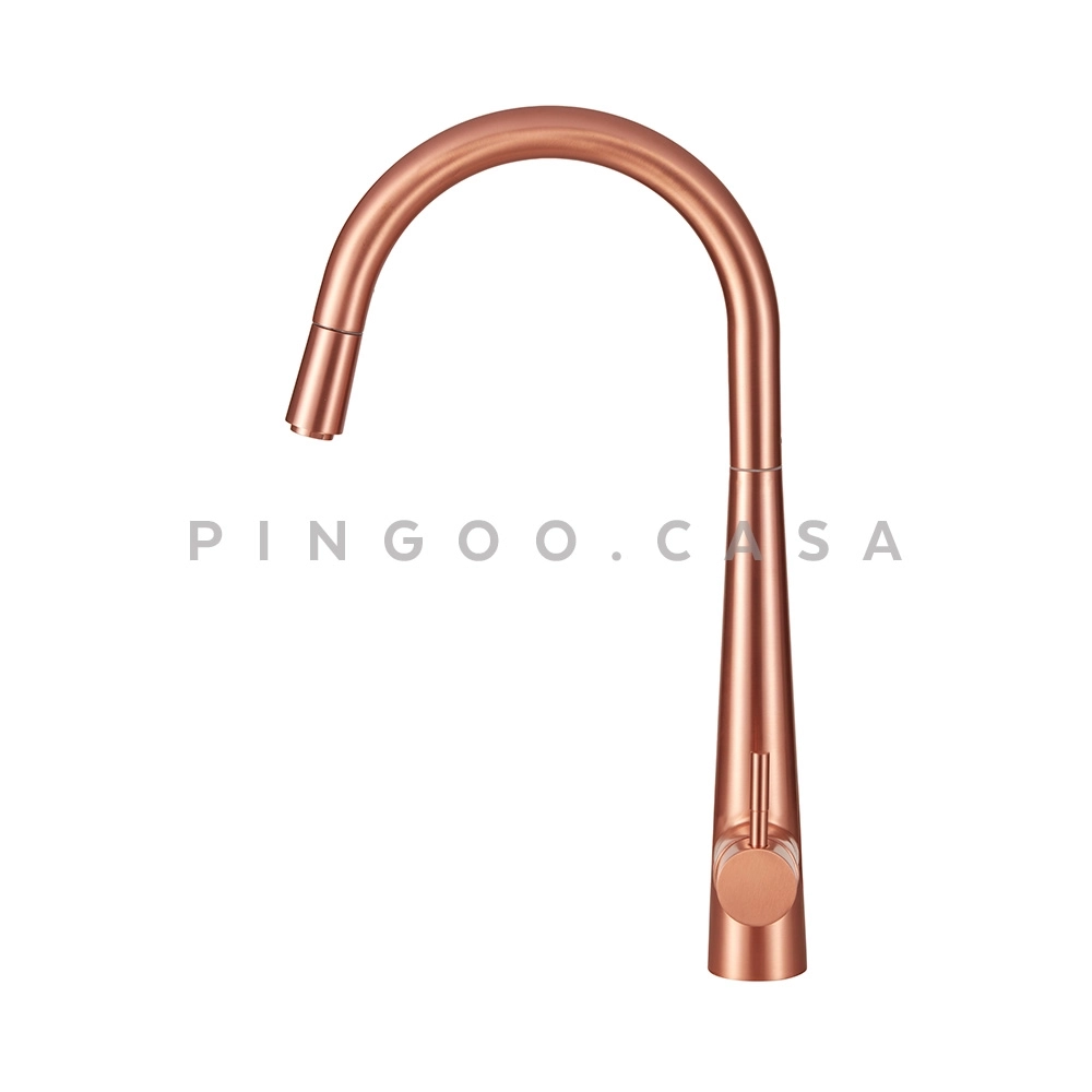 Torneira para Cozinha Gourmet Misturador Monocomando Extensível Em Aço Inox 304 Escovado Apurema Dourado Rose