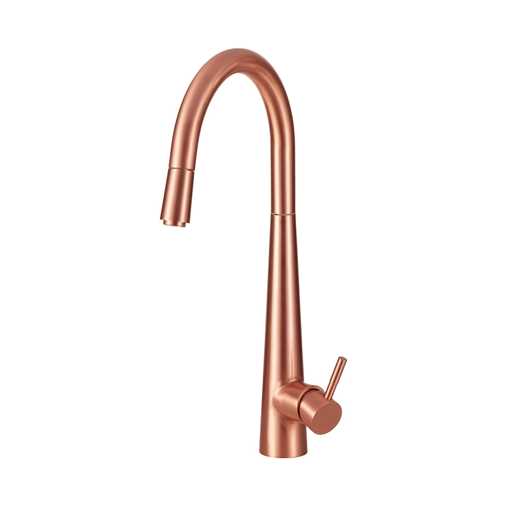 Torneira para Cozinha Gourmet Misturador Monocomando Extensível Em Aço Inox 304 Escovado Apurema Dourado Rose