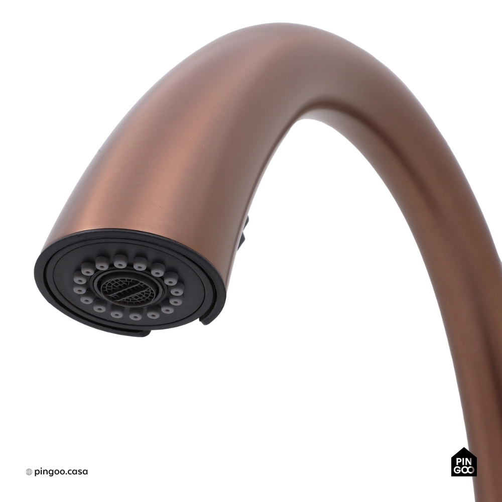 Torneira para Cozinha Gourmet Misturador Monocomando Extensível Juruá Dourado Rose Escovado
