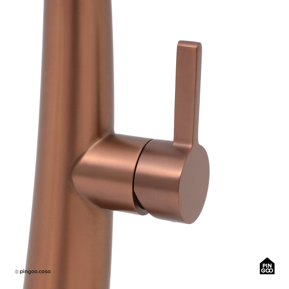 Torneira para Cozinha Gourmet Misturador Monocomando Extensível Juruá Dourado Rose Escovado