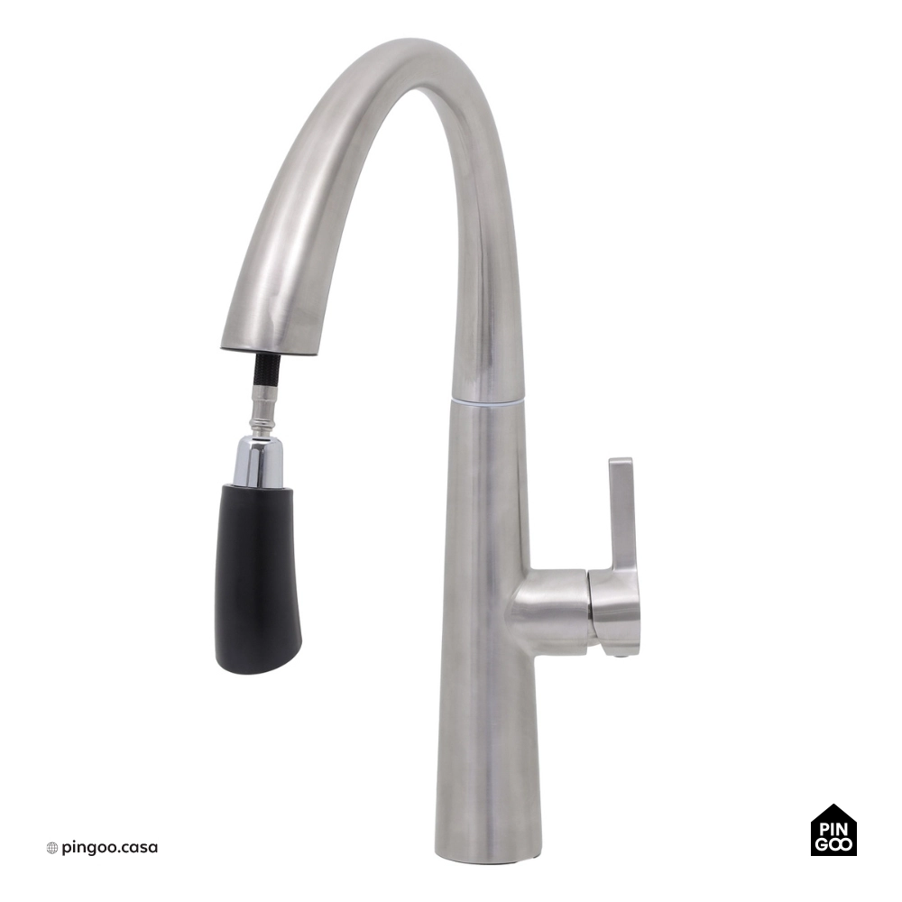 Torneira para Cozinha Gourmet Misturador Monocomando Extensível Juruá Prata Escovado