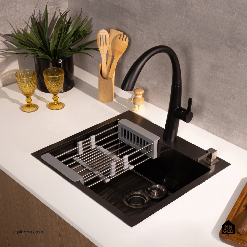 Torneira para Cozinha Gourmet Misturador Monocomando Extensível Juruá Preto