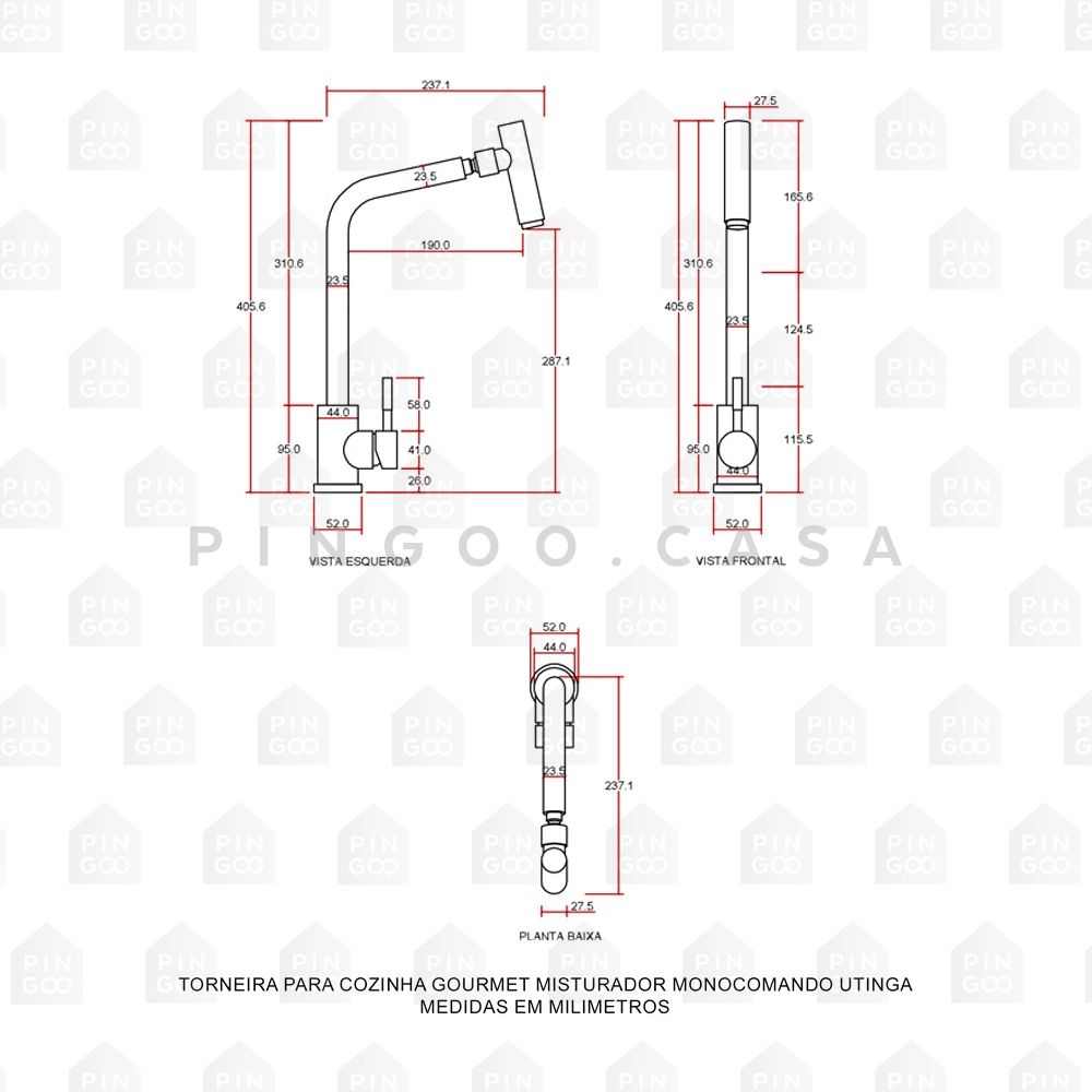 Torneira Para Cozinha Gourmet Misturador Monocomando Utinga Prata