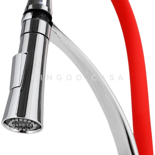 Torneira para Cozinha Gourmet Misturador Monocomando Solimões Prata e Vermelho