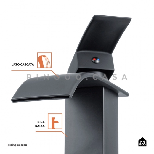 Torneira para Banheiro Cascata Misturador Monocomando Baixa Paraná Preto