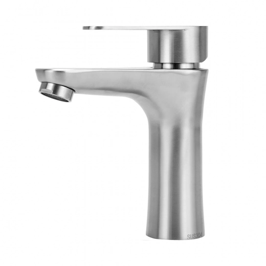 Torneira para Banheiro Misturador Monocomando Baixa Aço Inox 304 Araguaia Prata Escovado