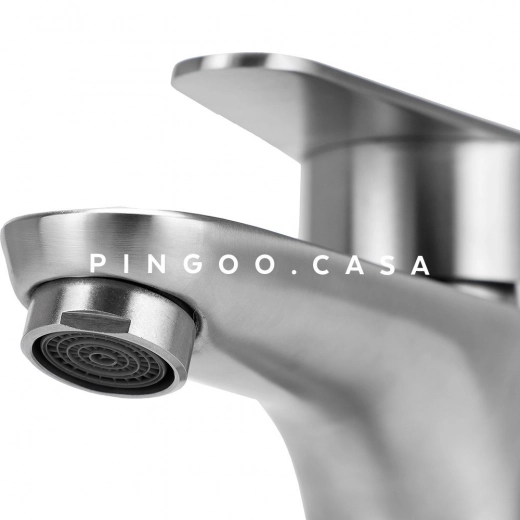 Torneira para Banheiro Misturador Monocomando Baixa Aço Inox 304 Araguaia Prata Escovado