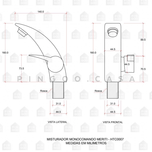 Torneira para Banheiro Misturador Monocomando Baixa Meriti Prata