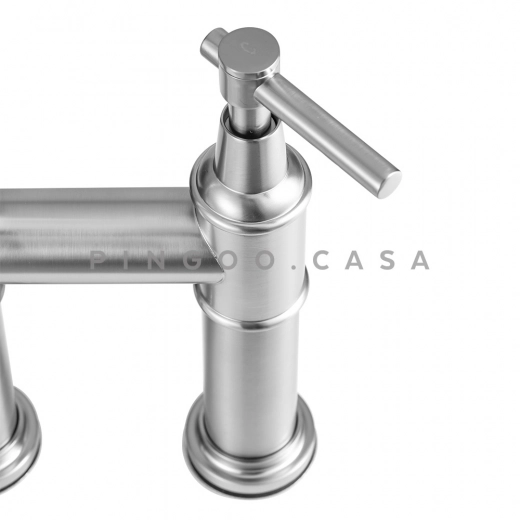 Torneira para Cozinha Gourmet Misturador Extensível Duplo Comando Aço Inox 304 Içá Prata Escovado