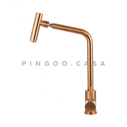 Torneira para Cozinha Gourmet Misturador Monocomando Aço Inox 304 Utinga Dourado Rose