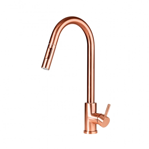 Torneira para Cozinha Gourmet Misturador Monocomando Em Aço Inox 304 Escovado Iriri Dourado Rose