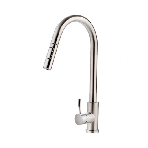 Torneira para Cozinha Gourmet Misturador Monocomando Em Aço Inox 304 Escovado Iriri Prata Escovado