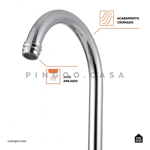 Torneira para Cozinha Gourmet Misturador Monocomando Aço Inox 304 Jacuípe Prata